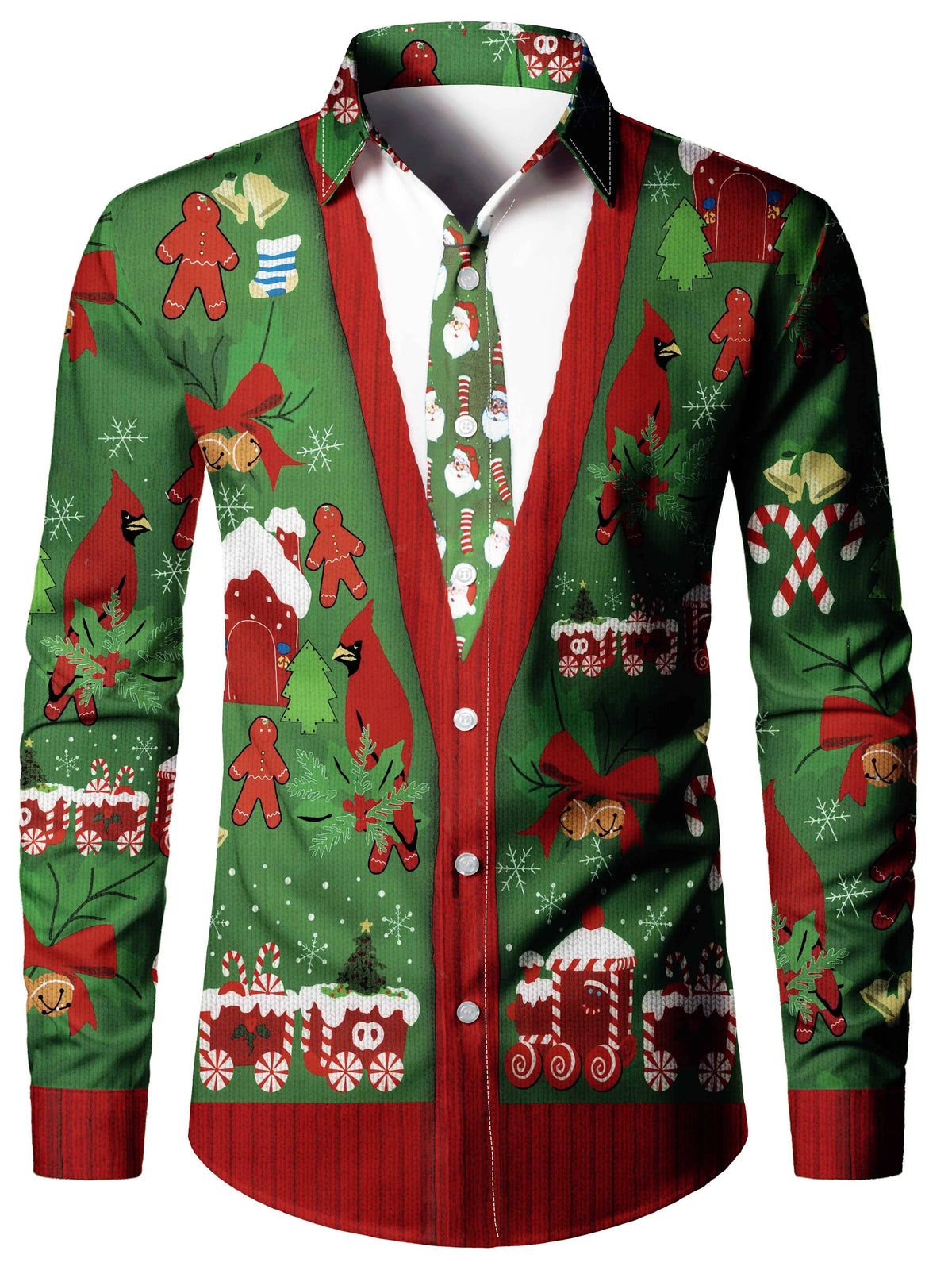 Christmas Blouse Printed Tailcoat Shirt for Men