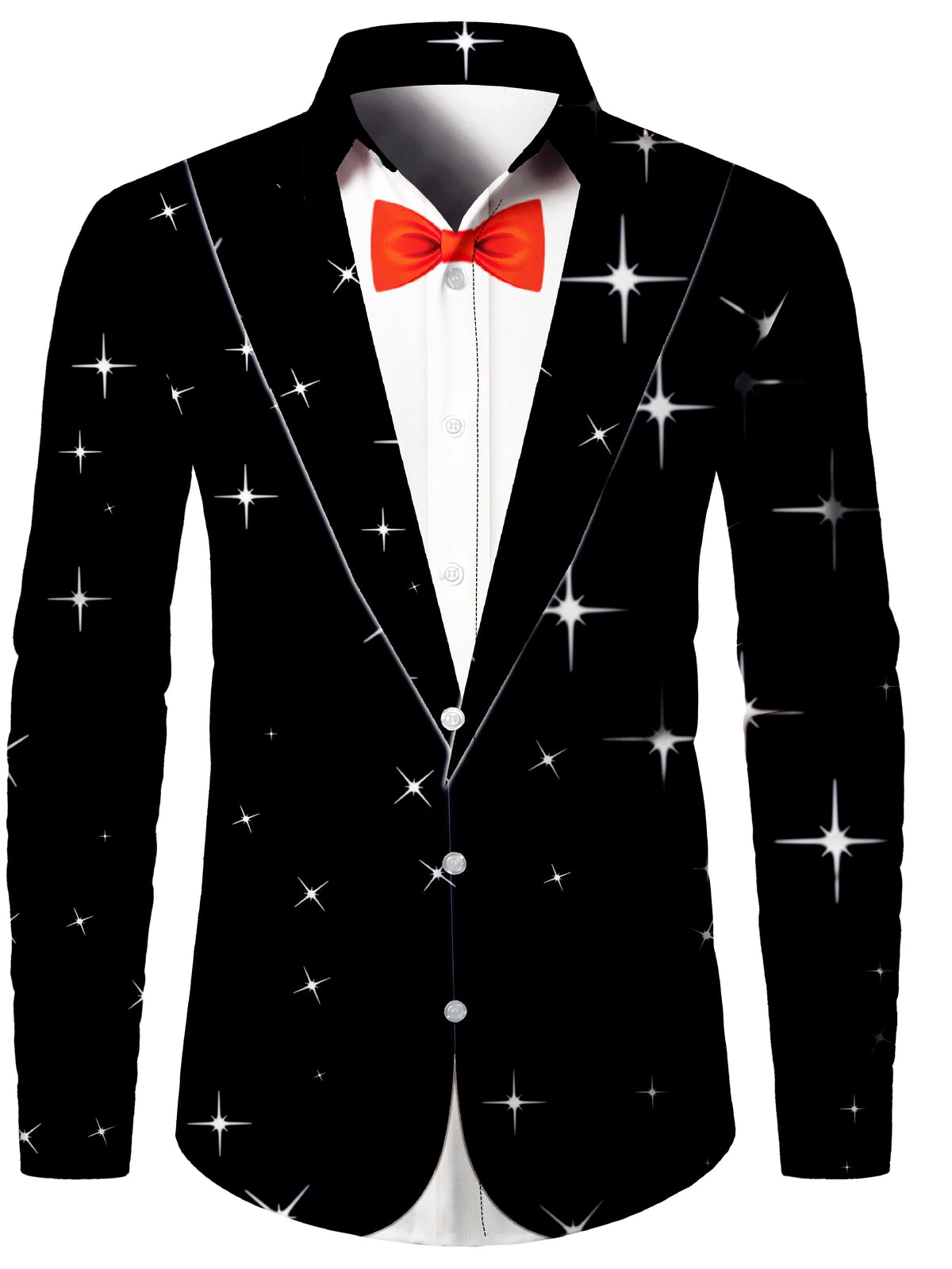 Christmas Blouse Printed Tailcoat Shirt for Men