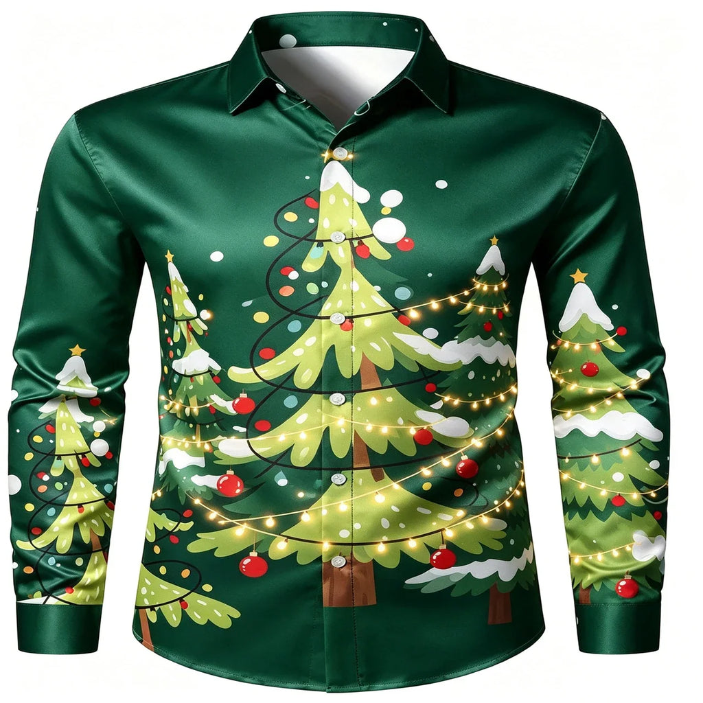 SANTA PRINT CHRISTMAS BLOUSE FOR MEN