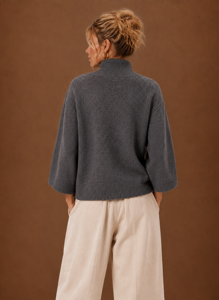 MOCK NECK KNIT SWEATER FOR WOMEN