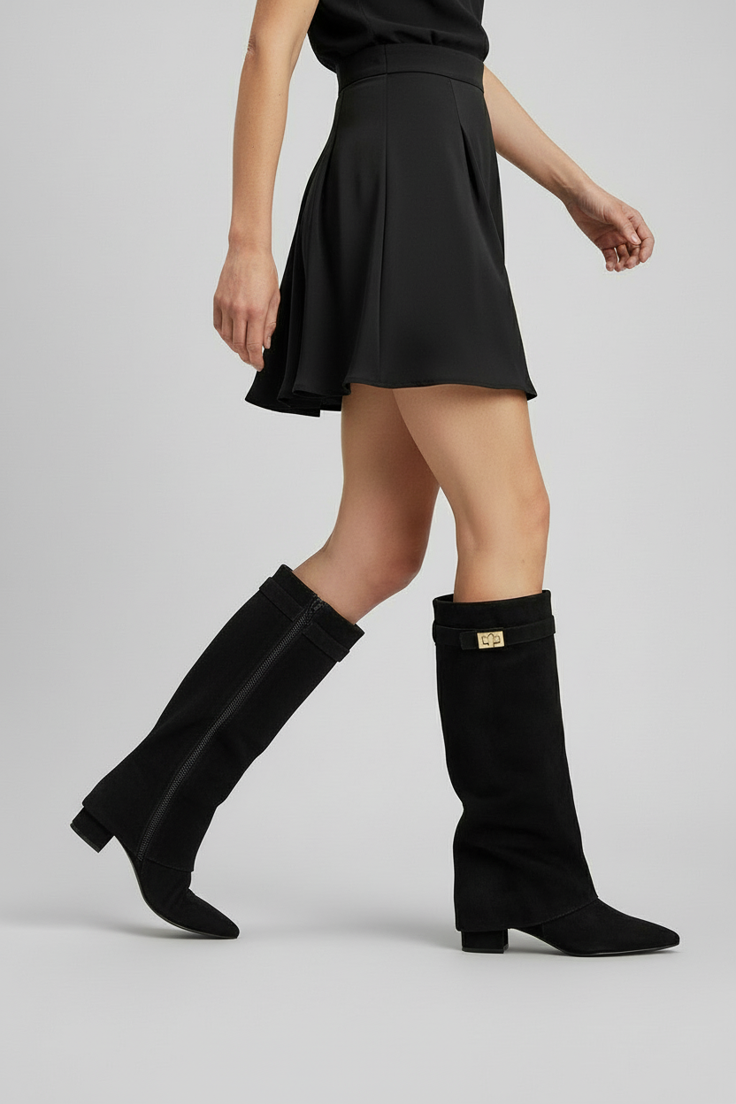 BLOCK HEEL KNEE HIGH BOOTS FOR WOMEN