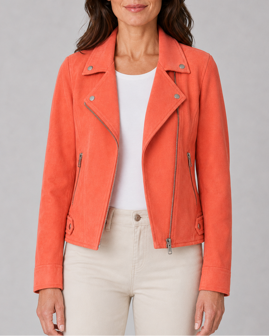 CROPPED MOTO JACKET ZIP UP FOR WOMEN
