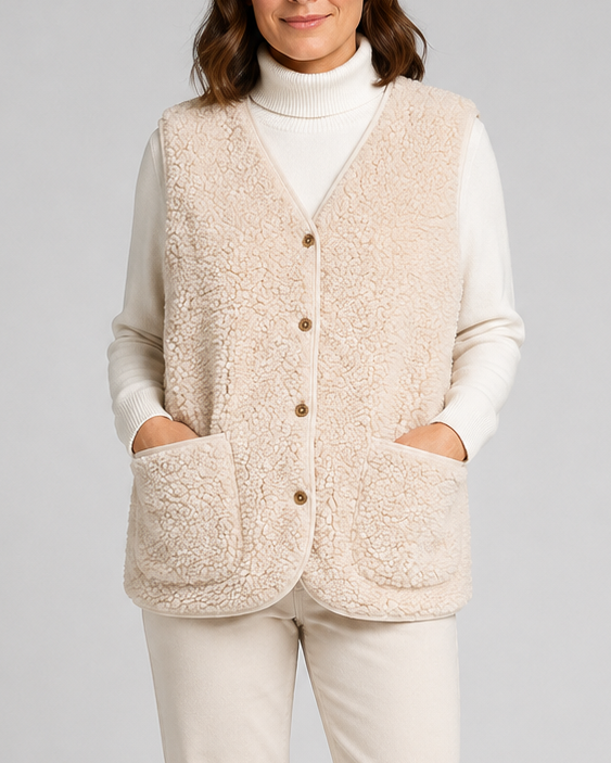 BUTTON FRONT FLEECE JACKET FOR WOMEN