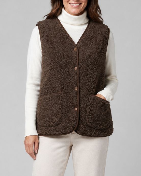 BUTTON FRONT FLEECE JACKET FOR WOMEN
