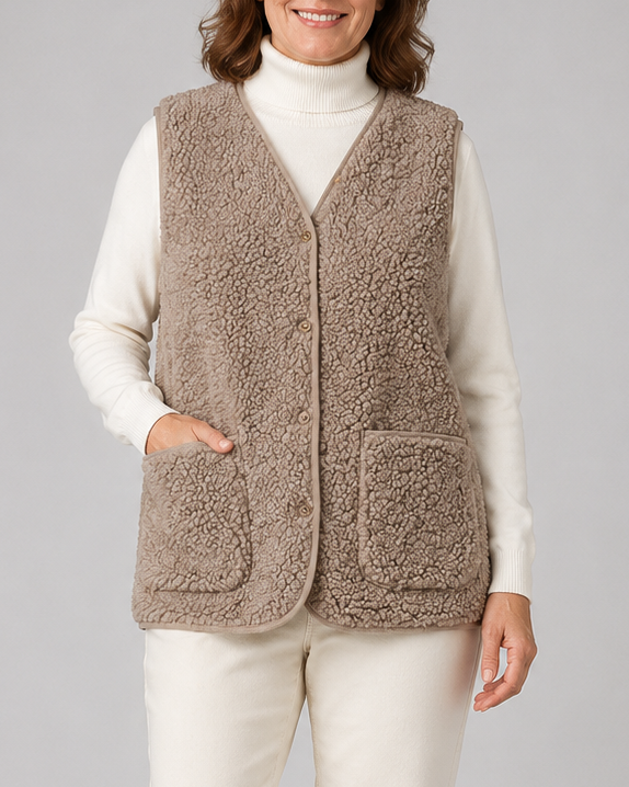 BUTTON FRONT FLEECE JACKET FOR WOMEN