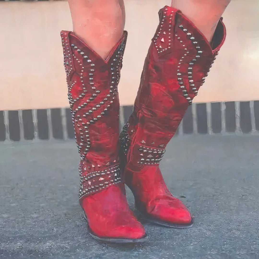 STUDDED COWBOY BOOTS FOR WOMEN