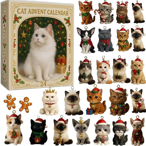 CAT ORNAMENT ADVENT CALENDAR – 24 ACRYLIC HANGING CATS