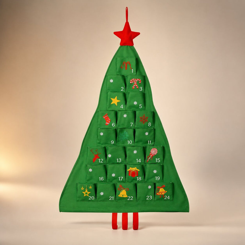 FILLABLE CHRISTMAS TREE ADVENT CALENDAR – 24 REUSABLE FABRIC POCKETS