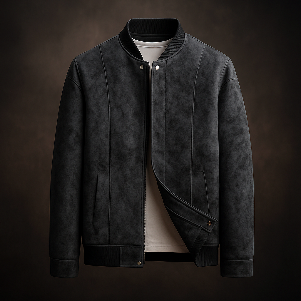 FAUX SUEDE BOMBER JACKET FOR MEN