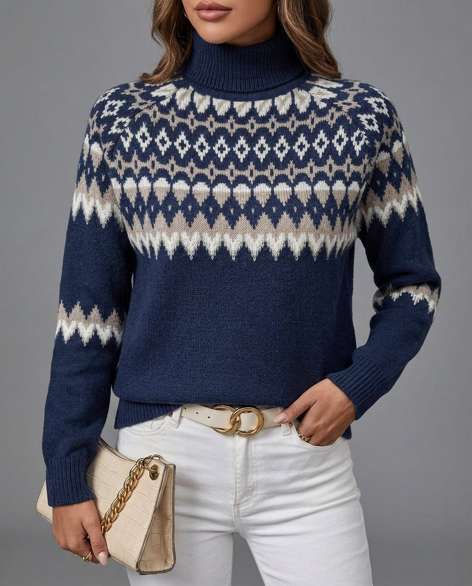 FAIR ISLE TURTLENECK CHRISTMAS SWEATER FOR WOMEN