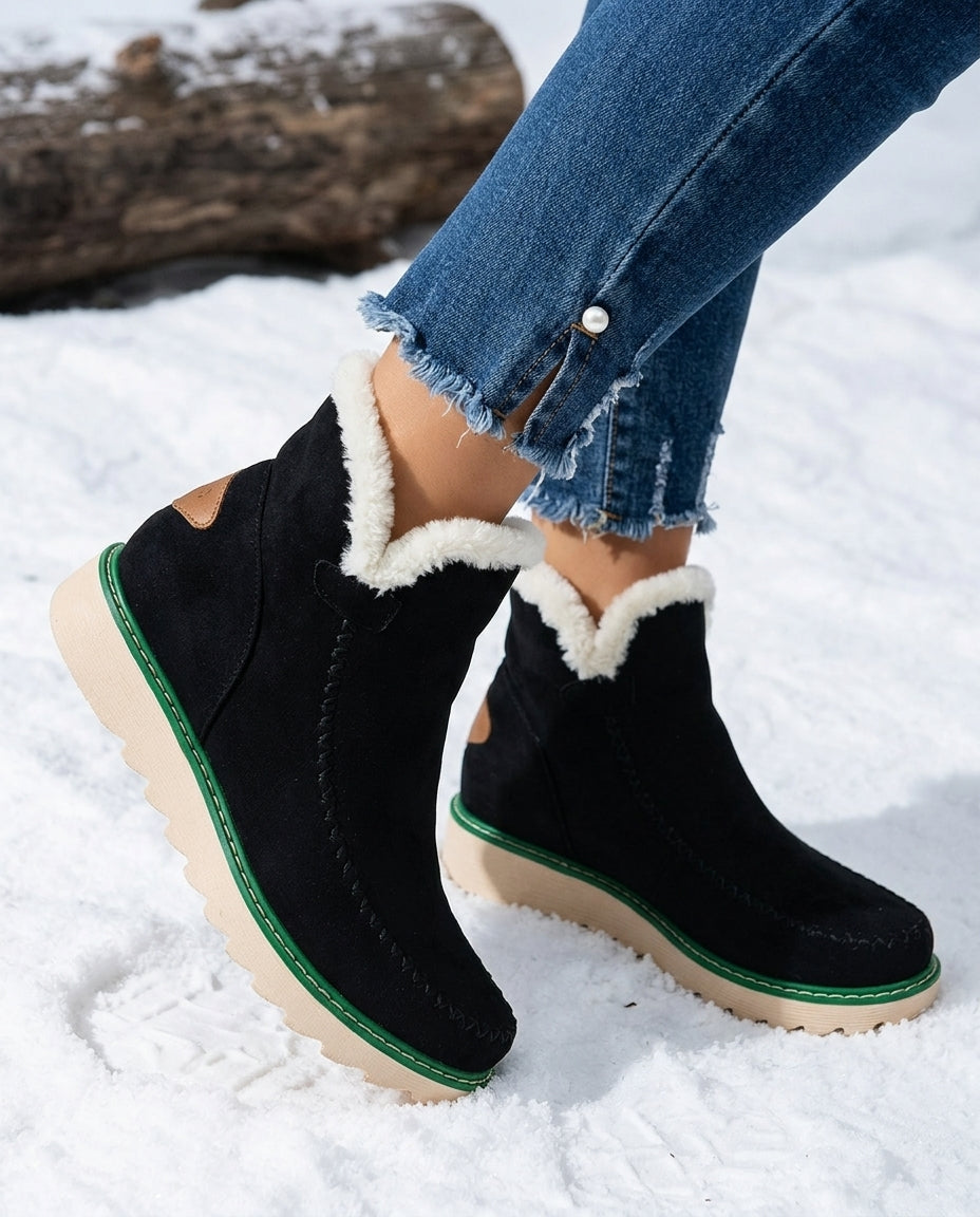 FLEECE LINED PLATFORM SNOW BOOTS FOR WOMEN