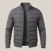 TEXTURED KNIT SLEEVE PUFFER JACKET FOR MEN