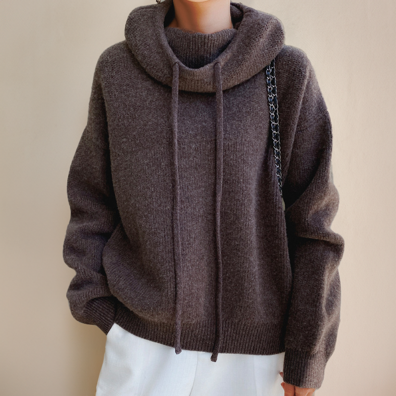 COWL NECK KNIT SWEATER FOR WOMEN
