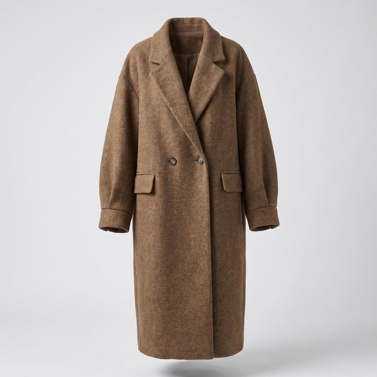 DOUBLE BUTTON-FRONT LAPEL TRENCH COAT FOR WOMEN