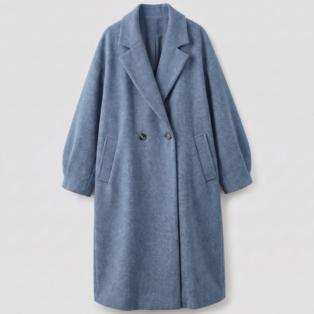DOUBLE BUTTON-FRONT LAPEL TRENCH COAT FOR WOMEN