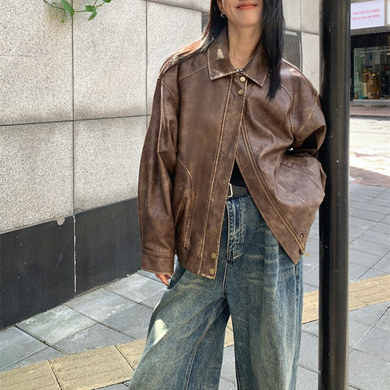 VELA OVERSIZED LEATHER JACKET FOR WOMEN