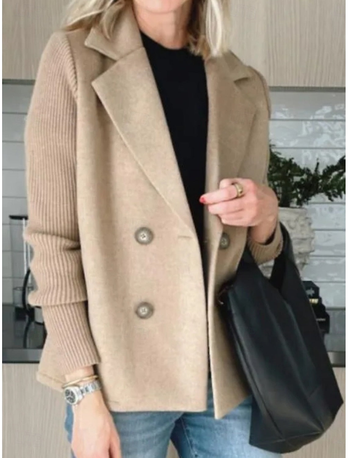 KNIT SLEEVE PANEL BLAZER FOR WOMEN