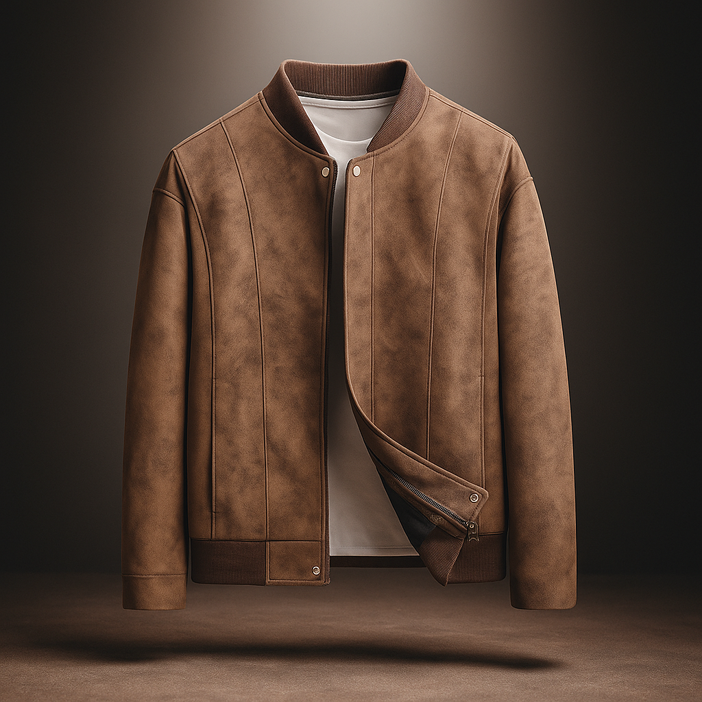 FAUX SUEDE BOMBER JACKET FOR MEN