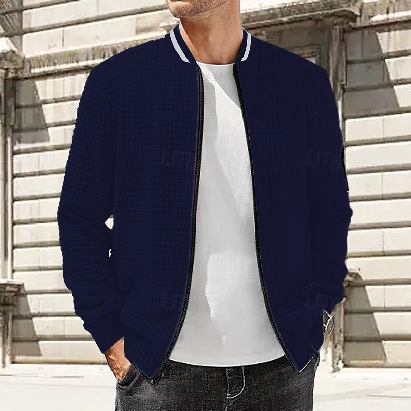 TEXTURED ZIP BOMBER JACKET FOR MEN