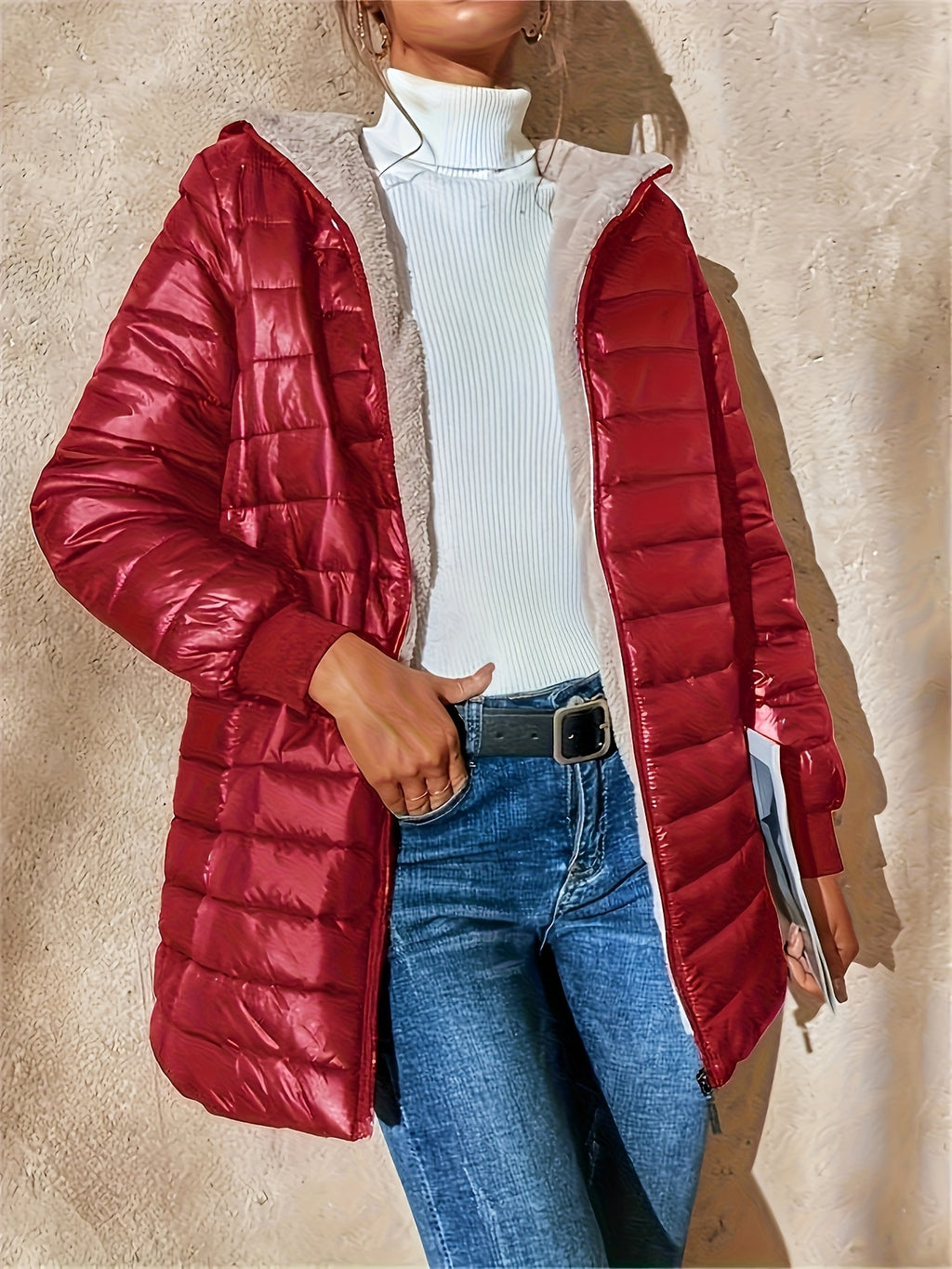 HOODED ZIP PUFFER JACKET FOR WOMEN
