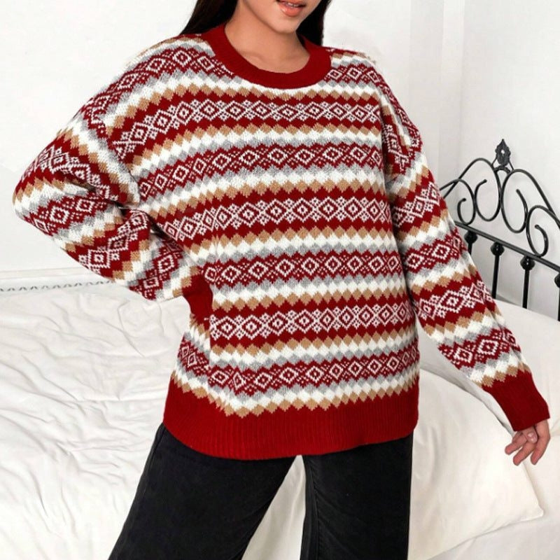 FAIR ISLE KNIT SWEATER FOR WOMEN