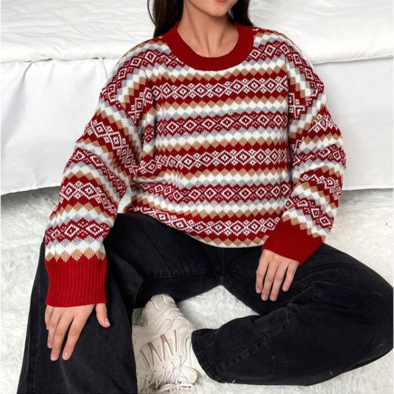 FAIR ISLE KNIT SWEATER FOR WOMEN