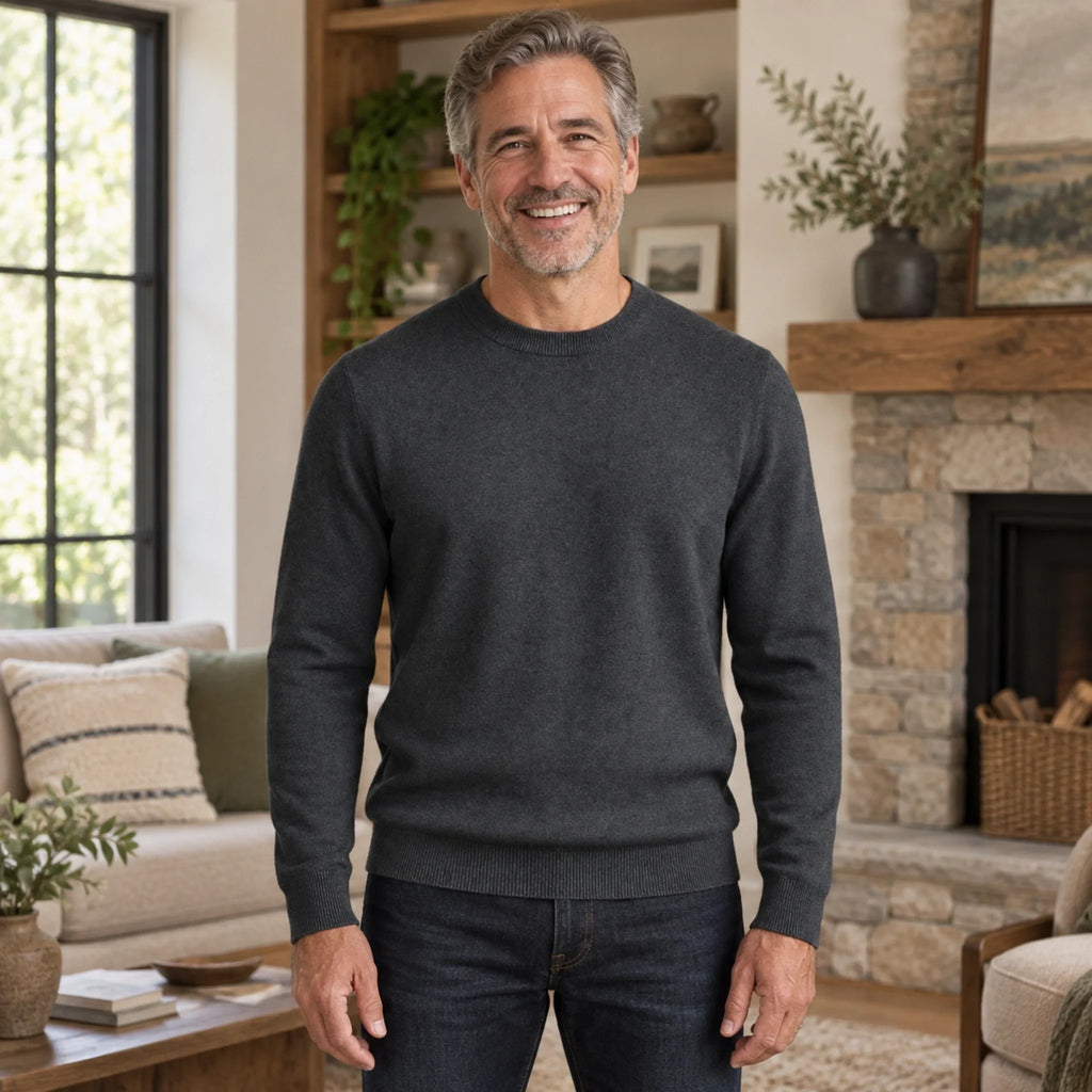 RIBBED CREWNECK KNIT SWEATER FOR MEN