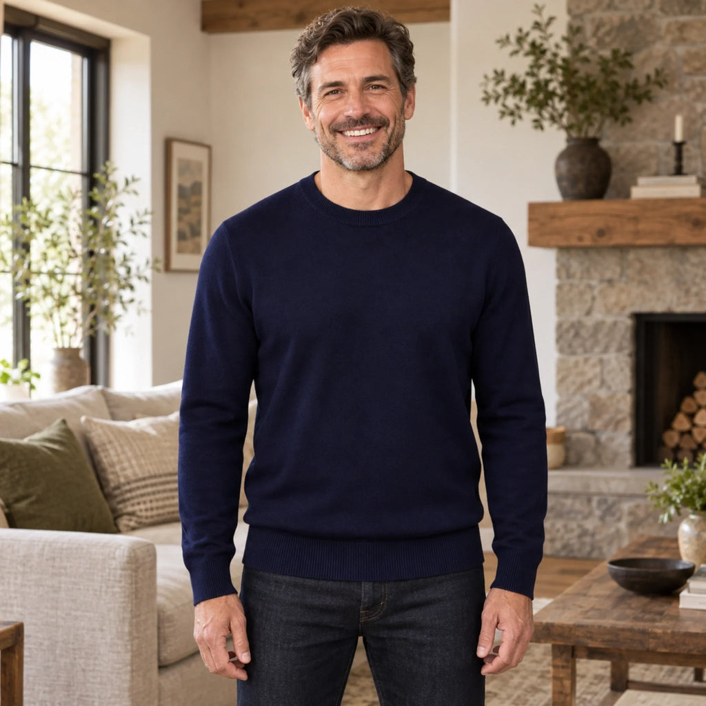RIBBED CREWNECK KNIT SWEATER FOR MEN