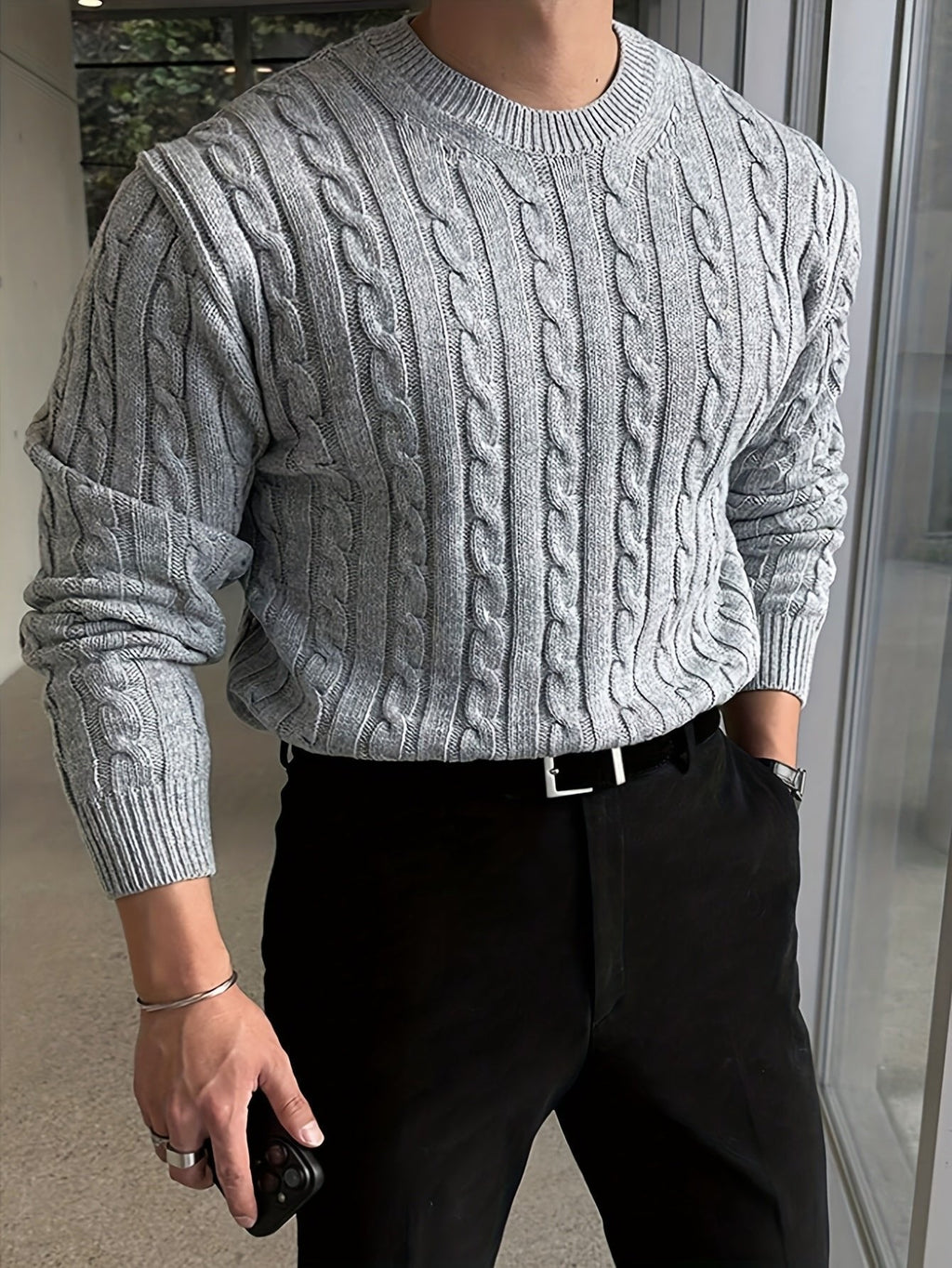 TEXTURED KNIT SWEATER FOR MEN
