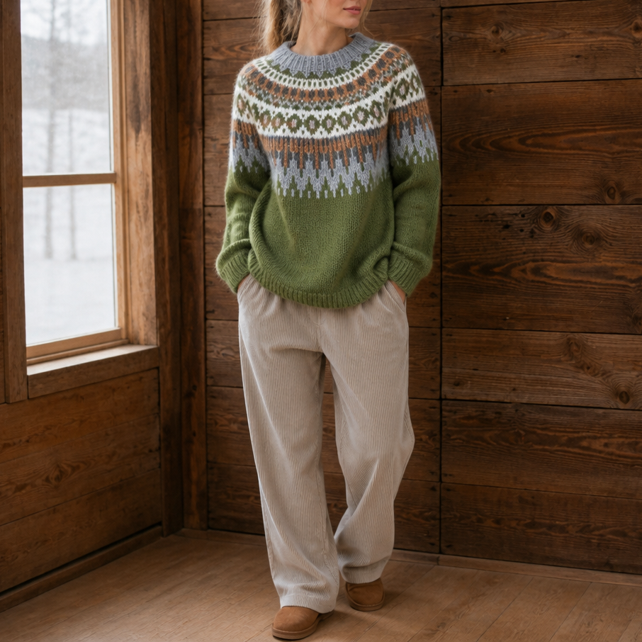 COLORBLOCK DROP-SHOULDER KNIT SWEATER FOR WOMEN