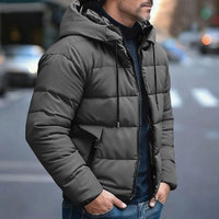 QUILTED HOODED PUFFER JACKET FOR MEN