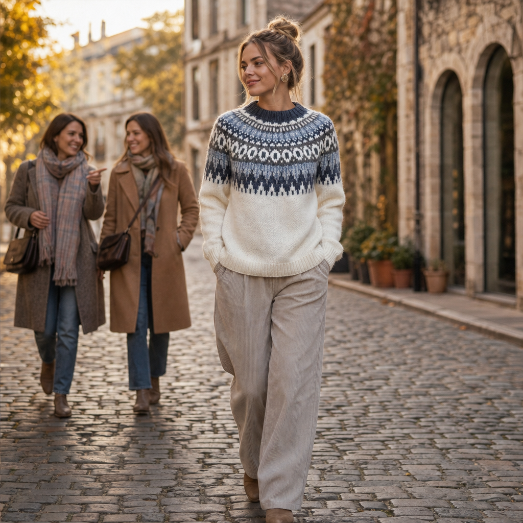 COLORBLOCK DROP-SHOULDER KNIT SWEATER FOR WOMEN