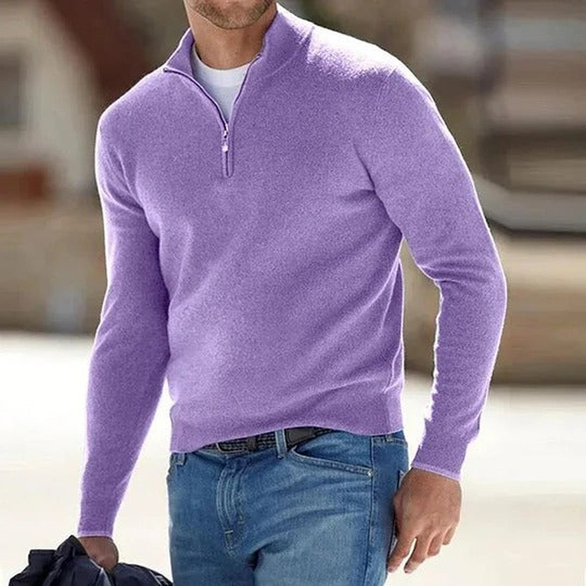 HALF ZIP KNIT SWEATER FOR MEN