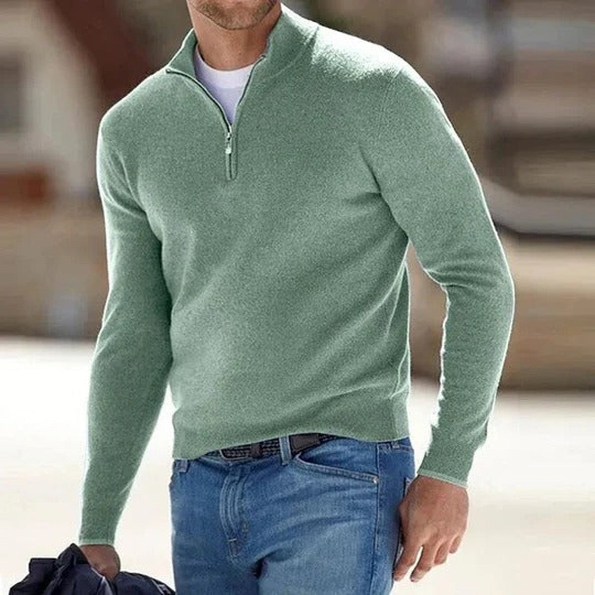 HALF ZIP KNIT SWEATER FOR MEN