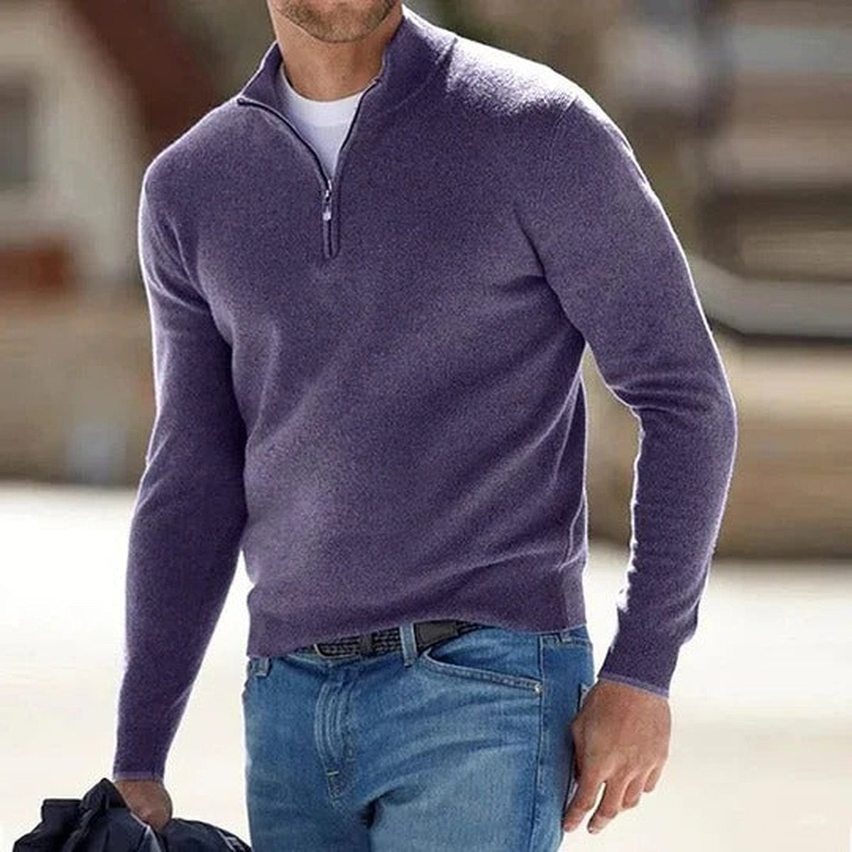 HALF ZIP KNIT SWEATER FOR MEN