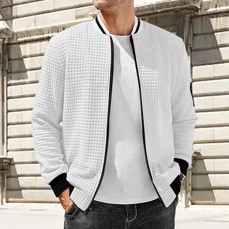 TEXTURED ZIP BOMBER JACKET FOR MEN