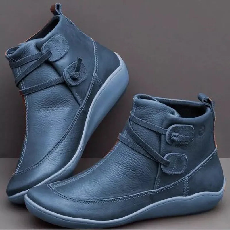 CROSSED STRAP SUEDE LEATHER BOOT FOR WOMEN