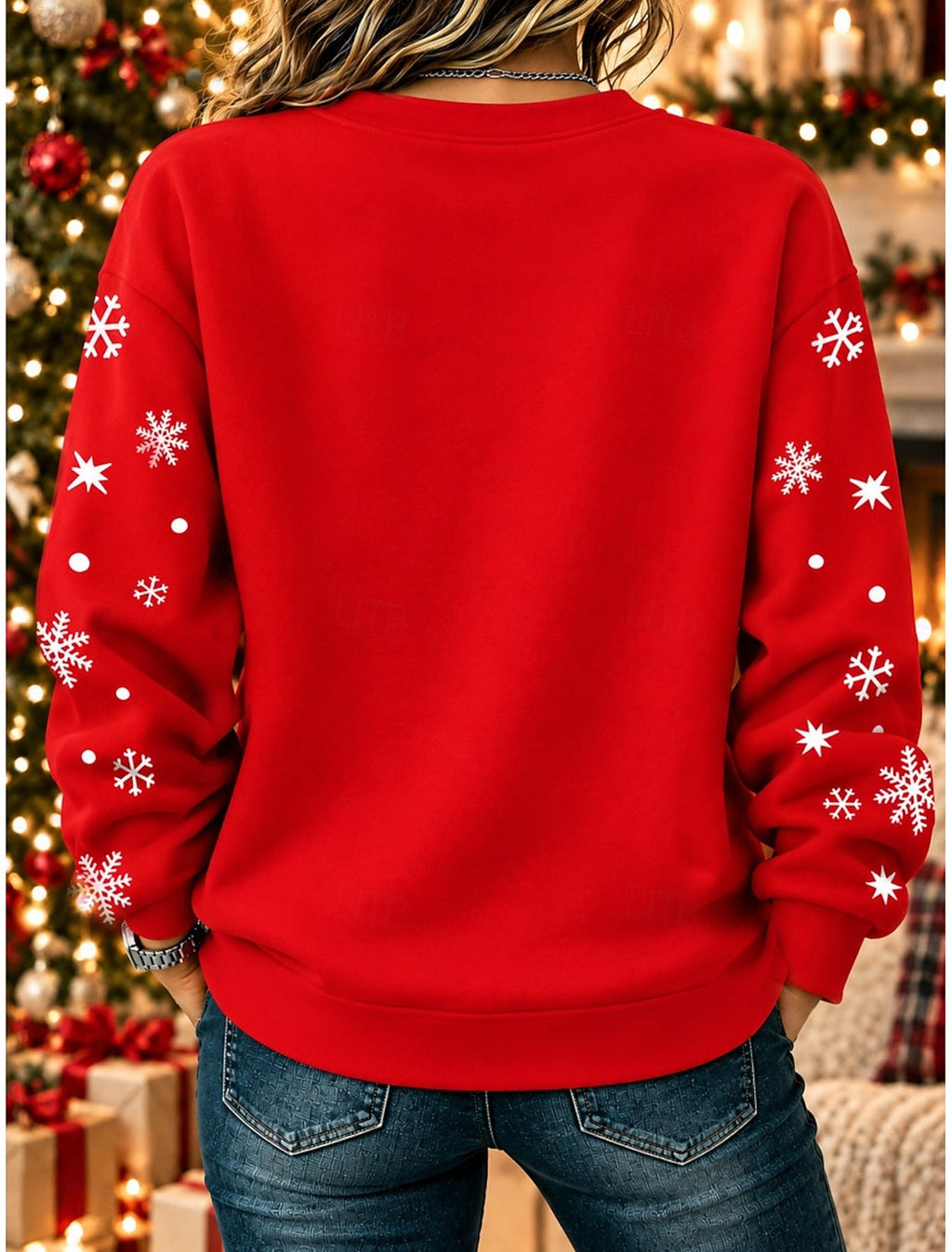 SNOWFLAKE PRINT CHRISTMAS SWEATER FOR WOMEN