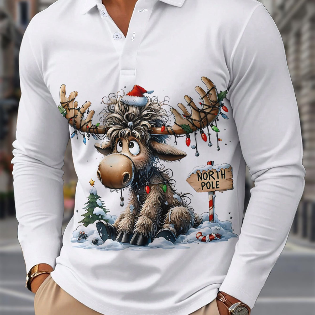 PRINTED CHRISTMAS BLOUSE FOR MEN