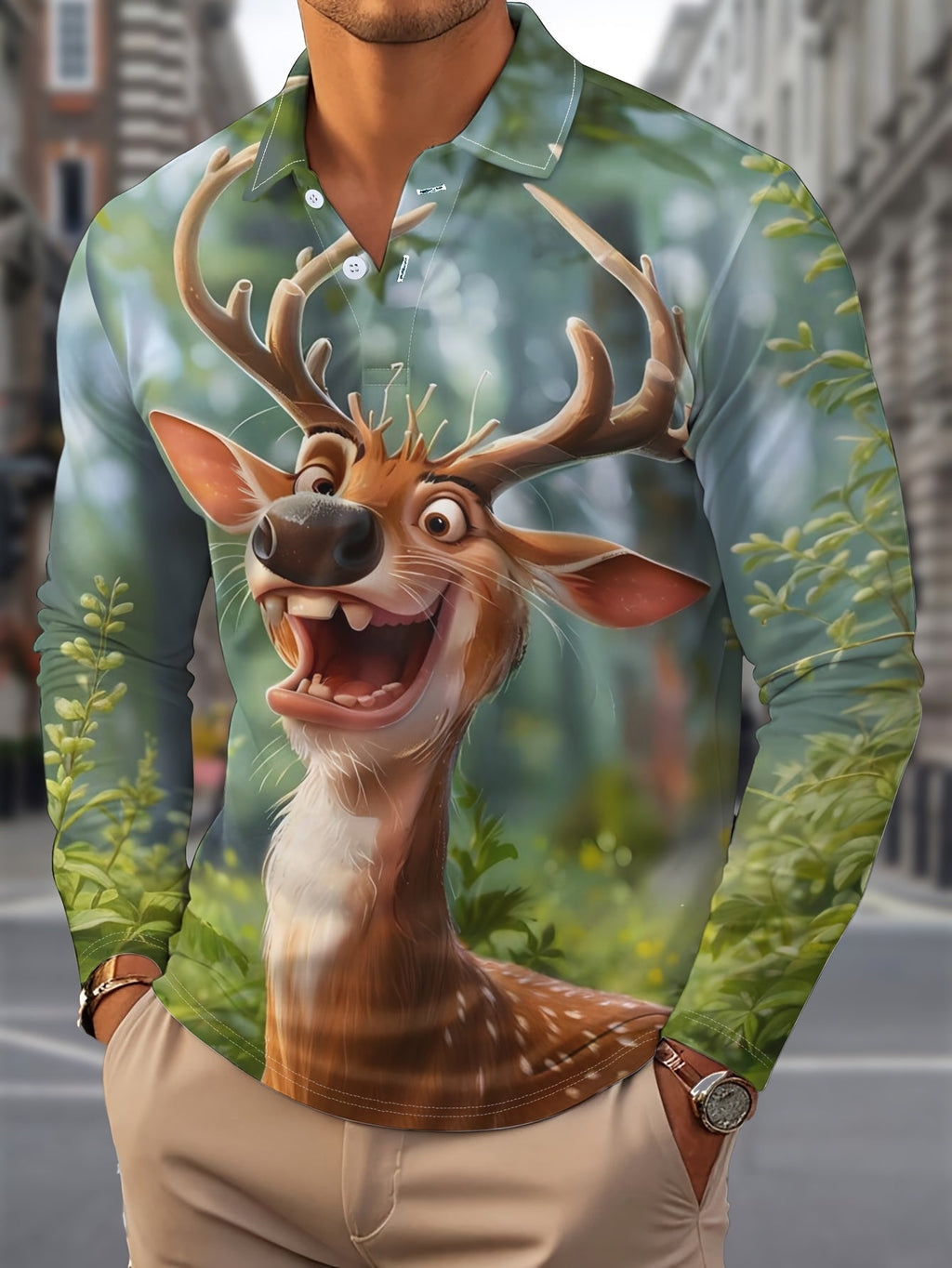 PRINTED CHRISTMAS BLOUSE FOR MEN