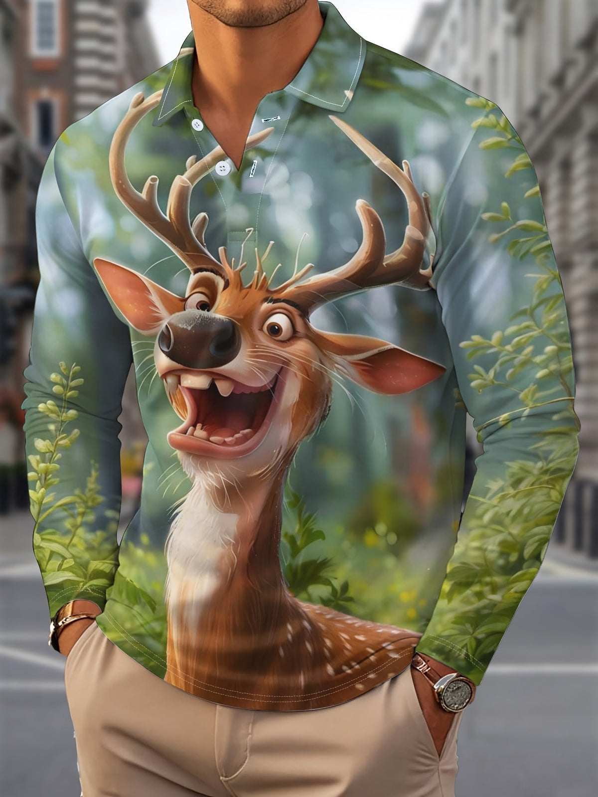 PRINTED CHRISTMAS BLOUSE FOR MEN