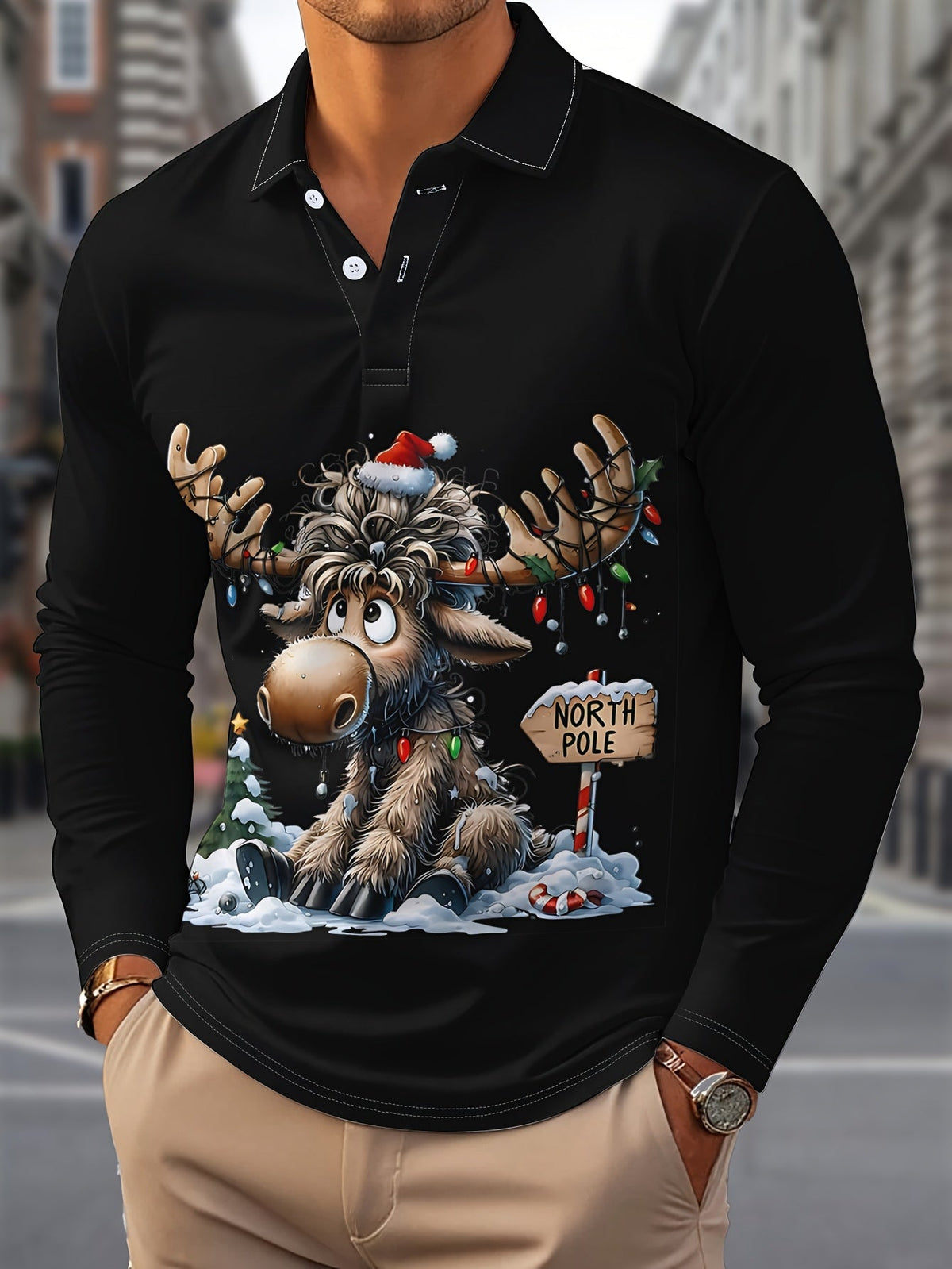 PRINTED CHRISTMAS BLOUSE FOR MEN