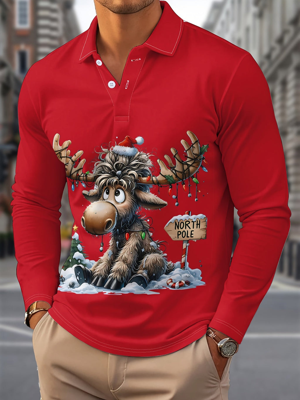 PRINTED CHRISTMAS BLOUSE FOR MEN