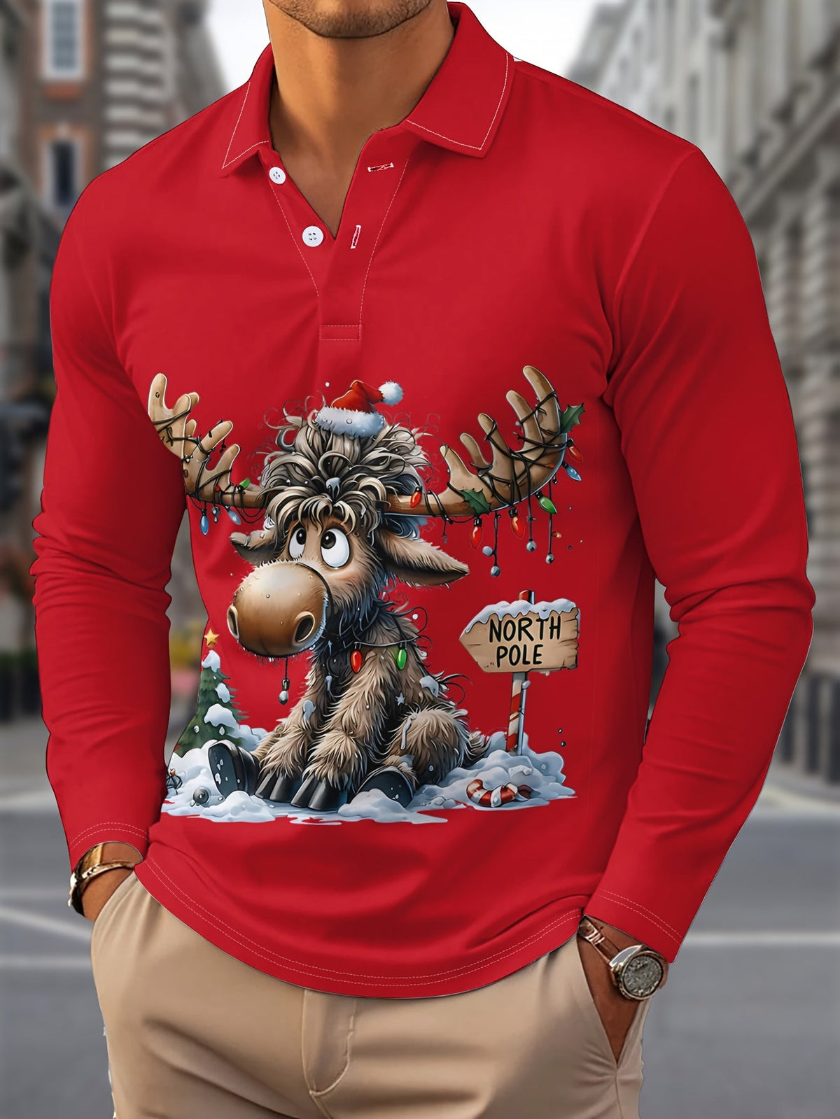 PRINTED CHRISTMAS BLOUSE FOR MEN