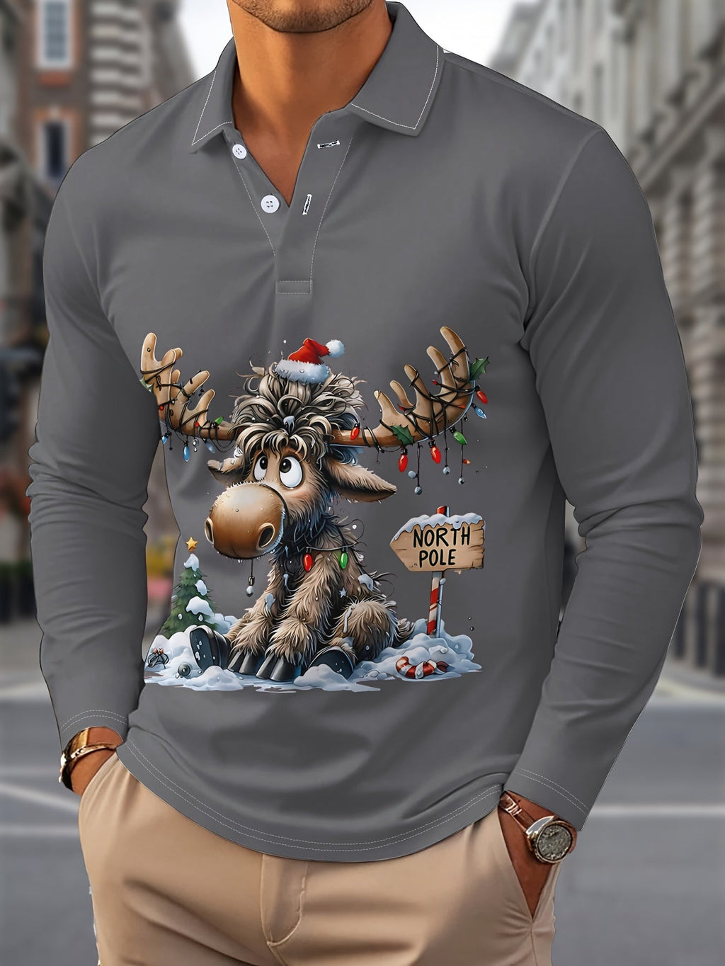 PRINTED CHRISTMAS BLOUSE FOR MEN