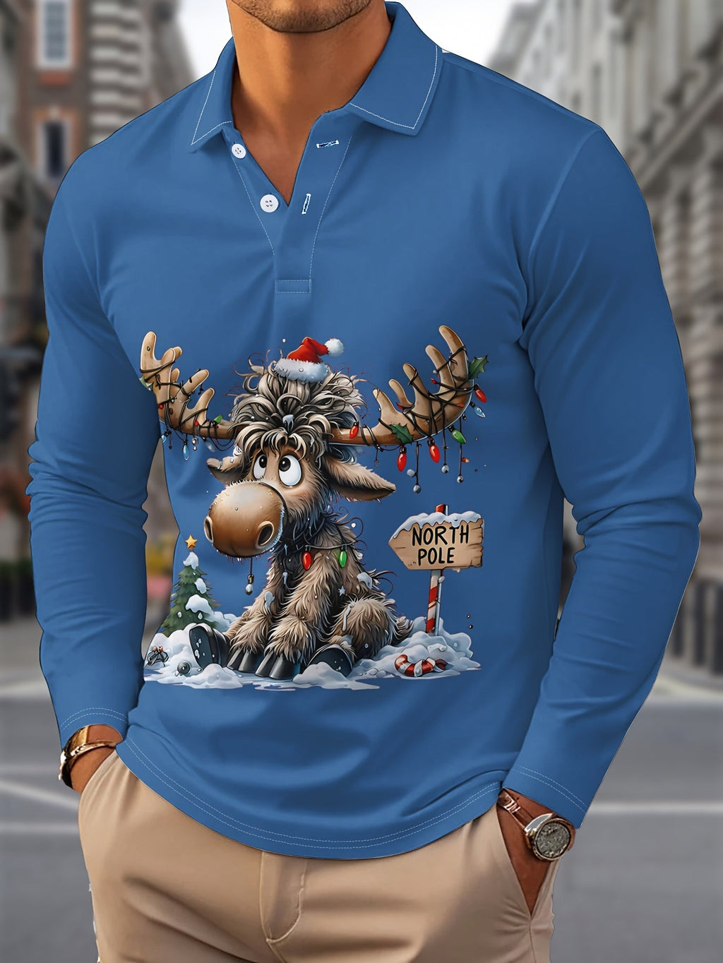 PRINTED CHRISTMAS BLOUSE FOR MEN