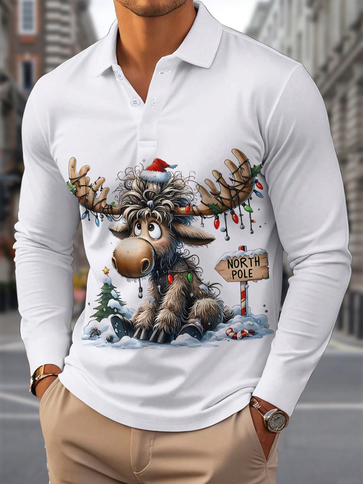 PRINTED CHRISTMAS BLOUSE FOR MEN