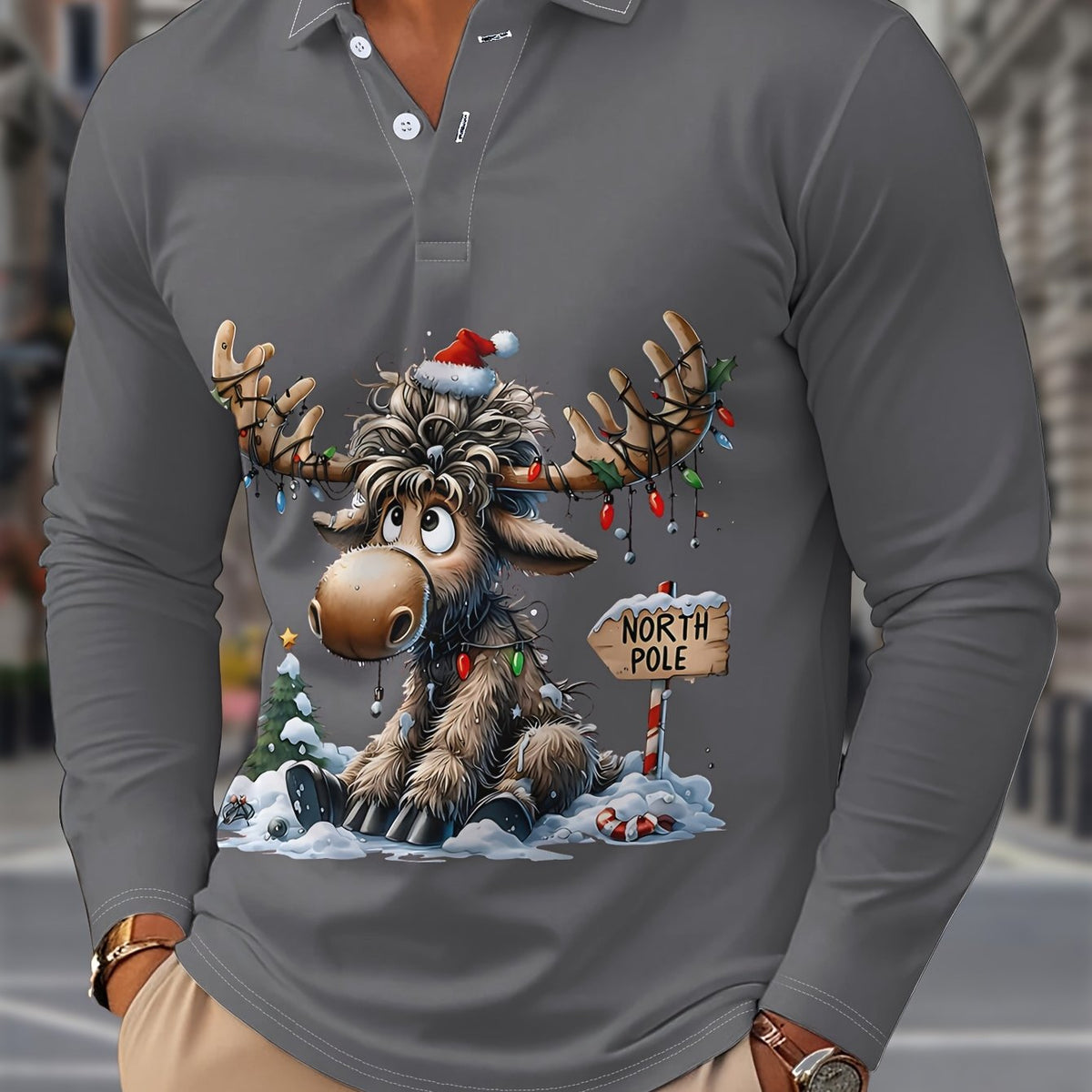 PRINTED CHRISTMAS BLOUSE FOR MEN