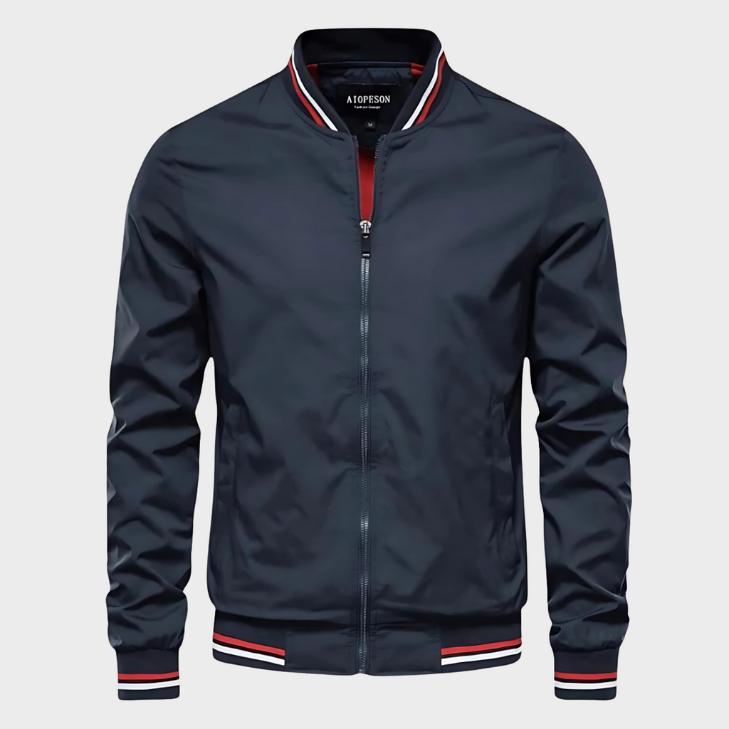 RIBBED COLLAR BOMBER JACKET FOR MEN