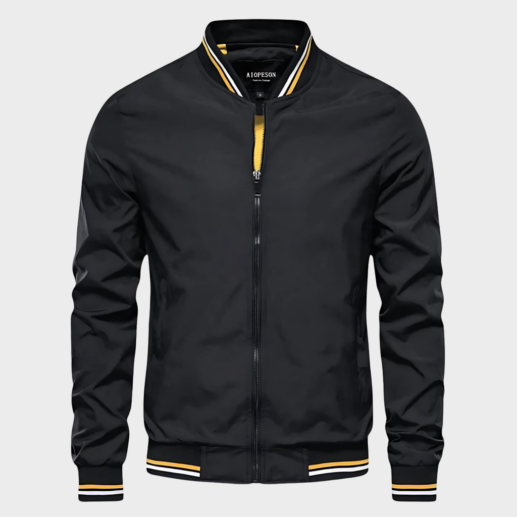 RIBBED COLLAR BOMBER JACKET FOR MEN